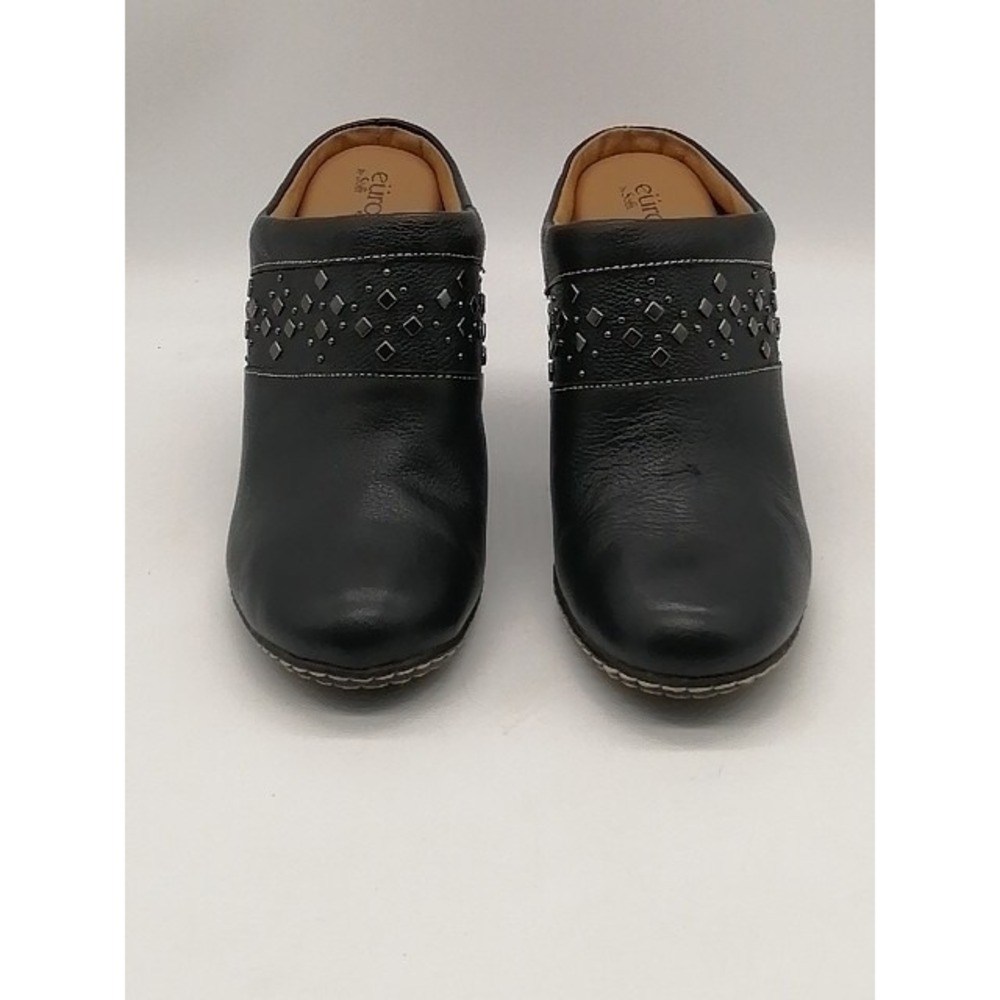 EuroSoft Pumps Womens Black 8.5 Mule High Heel Shoe Leather Studded CUF11